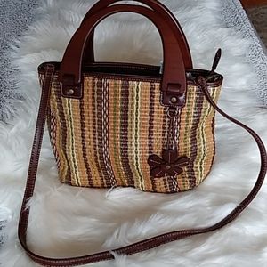 R - Relic Wooden Handle Earth tone Purse Handbag